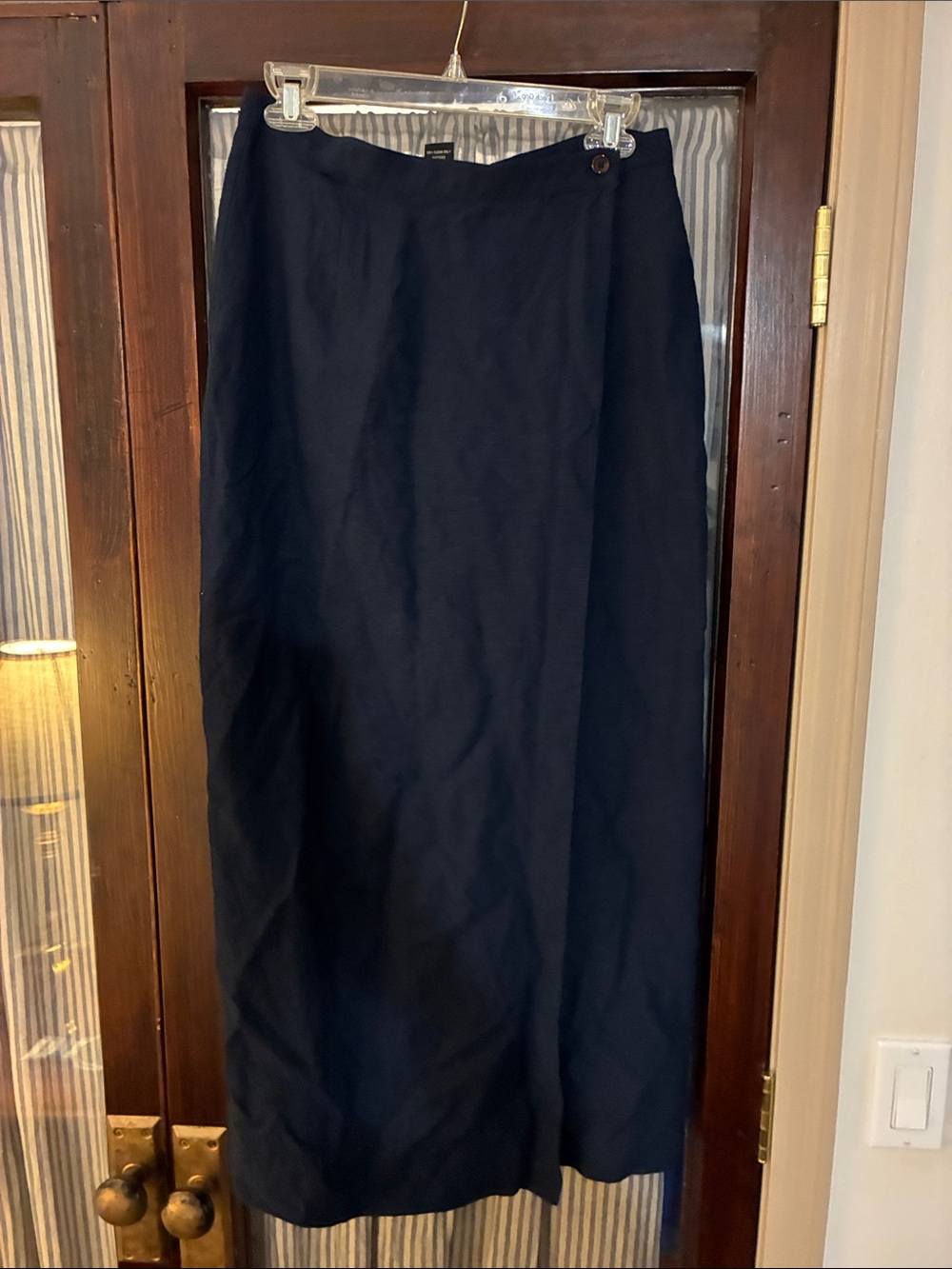 New York & Company Navy Maxi Skirt with Side Button